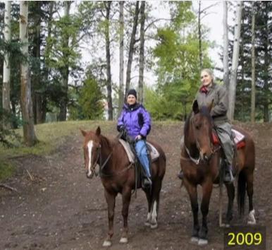 Riding horses in 2009 as MS improves through diet for Dr Terry Wahl. 
