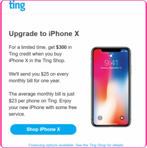 Ting iPhoneX Deal